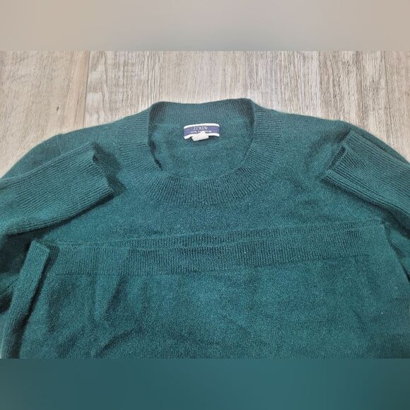 100% CASHMERE MEDIUM WEIGHT SWEATER lightly worn J.Crew w-xs dark green. - Picture 6 of 9